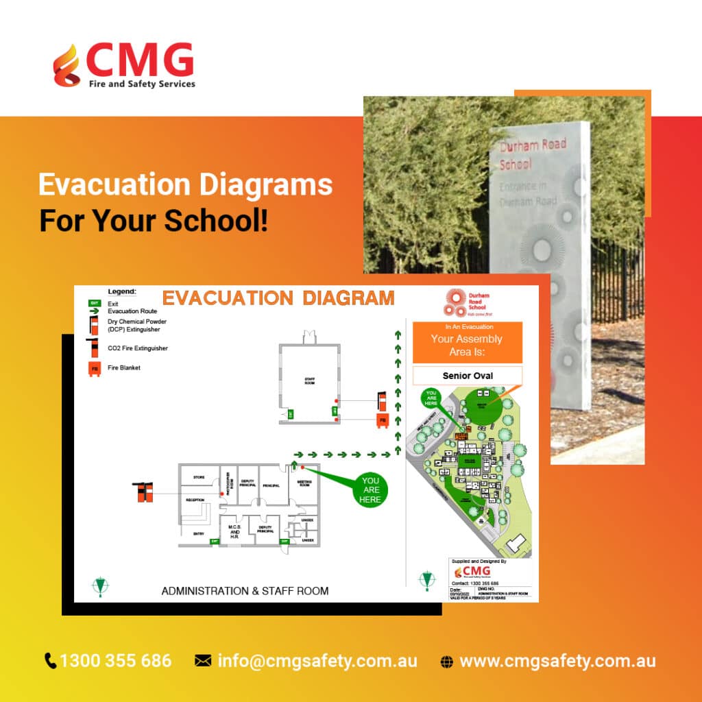 Fire evacuation diagram - Durham Road School