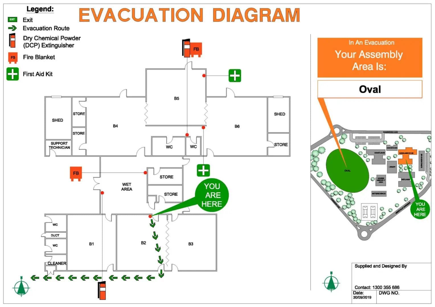 An image of a comprehensive emergency evacuation diagram used for safe exits.